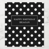 Zwart-wit polka stippen gepersonaliseerd wijn etiket (Enkel label)