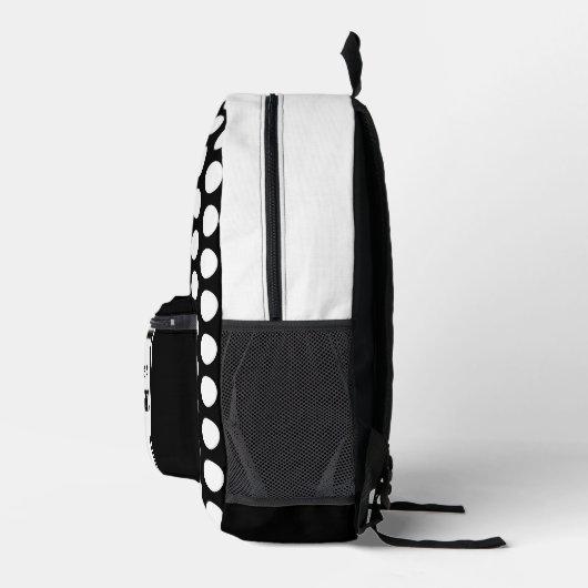 Zwart Wit Polka stippen Monogram Cirkel Bedrukte Rugzak (Rechts)