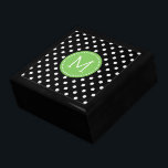 Zwart-wit polka-Stippen Patroon 3 Cadeaudoosje<br><div class="desc">Elegant zwart-wit polkadots patroon met felgroene cirkel accenten en aanpasbaar monogram.</div>