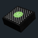 Zwart-wit polka-Stippen Patroon 3 Cadeaudoosje<br><div class="desc">Elegant zwart-wit polkadots patroon met felgroene cirkel accenten en aanpasbaar monogram.</div>
