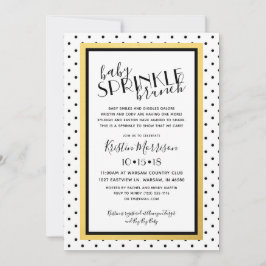 Zwart Wit Polkadot Gouden Baby Sprinkle Uitnodigin Kaart