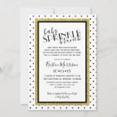 Zwart Wit Polkadot Gouden Baby Sprinkle Uitnodigin Kaart (Voorkant)