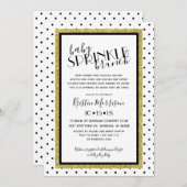 Zwart Wit Polkadot Gouden Baby Sprinkle Uitnodigin Kaart (Voorkant / Achterkant)