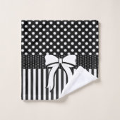Zwart wit polkdaot streep badkamer handdoek sets (Wasdoekje)
