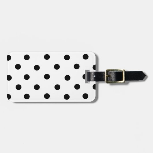 Zwart/wit poly-dot en koraal bagagelabel (Voorkant horizontaal)