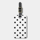 Zwart/wit poly-dot en koraal bagagelabel (Voorkant verticaal)