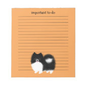 Zwart-wit Pomeranian met aangepaste tekst Notitieblok (Voorkant)