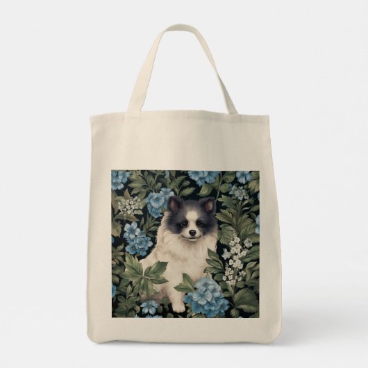 Zwart-wit Pommeraans met Hydrangeas Tote Bag (Achterkant)