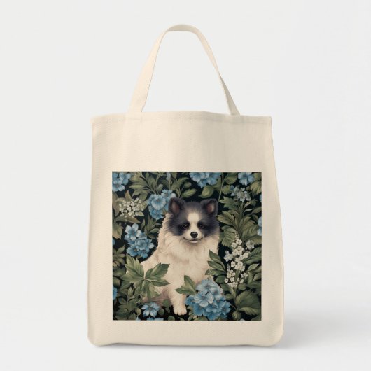 Zwart-wit Pommeraans met Hydrangeas Tote Bag (Voorkant)