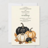 Zwart-wit pompoen bruiloft kaart (Voorkant)