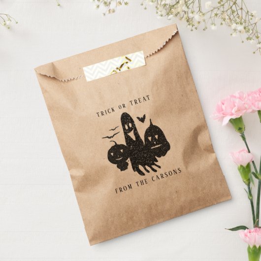 Zwart Wit Pompoen Ghost Bat Minimalist Halloween Bedankzakje (Gezegeld)