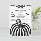 Zwart & Wit Pompoen Halloween Baby shower Kaart (Staand voorkant)