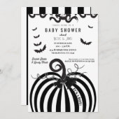 Zwart & Wit Pompoen Halloween Baby shower Kaart (Voorkant / Achterkant)