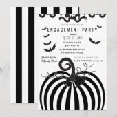 Zwart & Wit Pompoen Halloween Verloving Feestje Kaart (Voorkant / Achterkant)