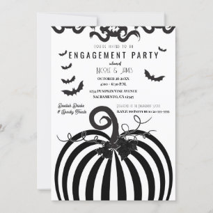 Zwart & Wit Pompoen Halloween Verloving Feestje Kaart