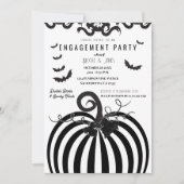 Zwart & Wit Pompoen Halloween Verlovingsfeest Kaart (Voorkant)