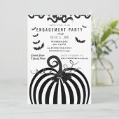 Zwart & Wit Pompoen Halloween Verlovingsfeest Kaart (Staand voorkant)