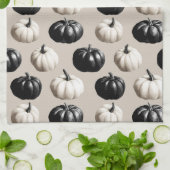 Zwart-Wit Pompoen Herfst Design Theedoek (Gevouwen)