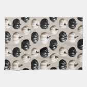 Zwart-Wit Pompoen Herfst Design Theedoek (Horizontaal)