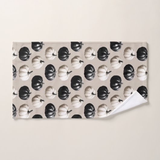 Zwart-wit pompoen Herfst ontwerp Bad Handdoek (Handdoek)