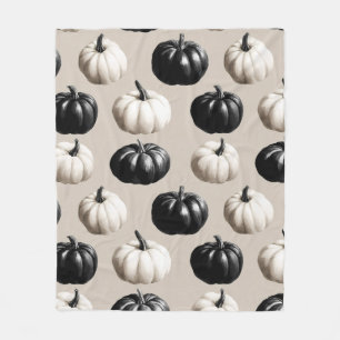 Zwart-wit pompoen Herfst ontwerp Fleece Deken