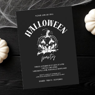 Zwart-wit pompoen volwassen Halloween Party Kaart