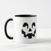 Zwart-Wit Pompoengezicht Met Naam Halloween Mok (Links)