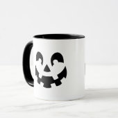 Zwart-Wit Pompoengezicht Met Naam Halloween Mok (Voorkant links)