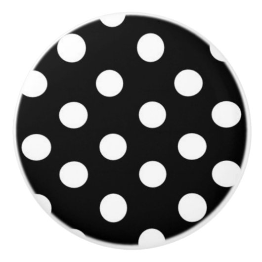 Zwart-wit poolpuntenpatroon keramische knop (Voorkant)