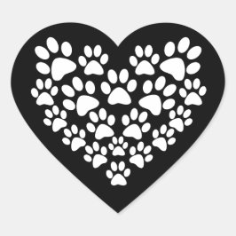 Zwart Wit Poot Print Hart Sticker