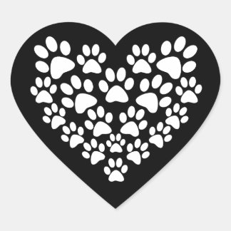 Zwart Wit Poot Print Hart Sticker