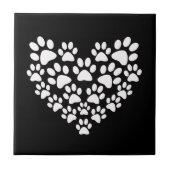Zwart Wit Poot Print Hart Tegeltje (Voorkant)