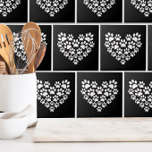 Zwart Wit Poot Print Hart Tegeltje