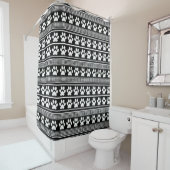 Zwart wit poot print patroon douche gordijn (In situ)