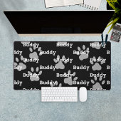 Zwart Wit Poot Prints Gepersonaliseerde Hondennaam Bureaumat