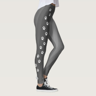 Zwart-wit pootafdruk diagonaal gestreepte workout leggings