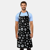 Zwart-wit pootafdruk motief schort (Gedragen)