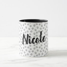 Zwart-wit pootafdruk Persoonlijke mok Nicole