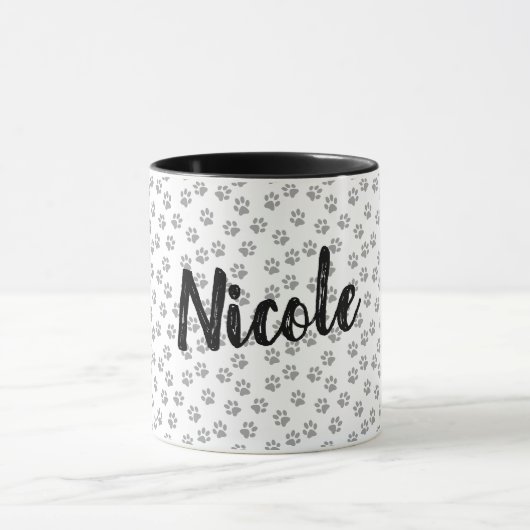 Zwart-wit pootafdruk Persoonlijke mok Nicole (Midden)