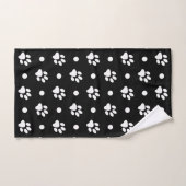 Zwart-wit pootafdrukken en stippen bad handdoek (Handdoek)