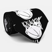 Zwart & Wit Pop Art Basketbal Neckwear Stropdas (Opgerold)