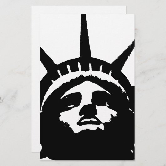 Zwart-wit Pop Art Beeld van de Vrijheidsgod Briefpapier (Voorkant / Achterkant)