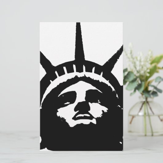 Zwart-wit Pop Art Beeld van de Vrijheidsgod Briefpapier (Staand voorkant)