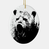 Zwart & Wit Pop Art Beer Keramisch Ornament (Rechts)