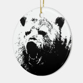 Zwart & Wit Pop Art Beer Keramisch Ornament (Links)