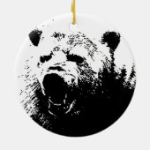 Zwart & Wit Pop Art Beer Keramisch Ornament (Achterkant)