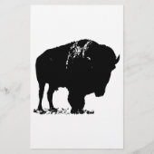 Zwart & Wit Pop Art Bison Buffalo Briefpapier (Voorkant)