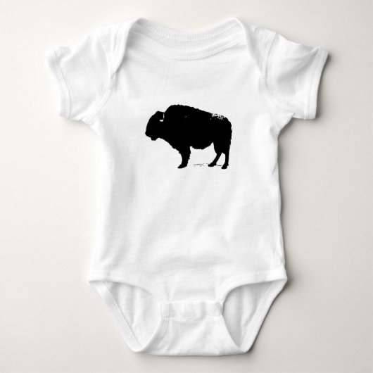 Zwart & Wit Pop Art Buffalo Bizon Romper (Voorkant)