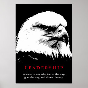 Zwart Wit Pop Art Eagle Leadership Poster