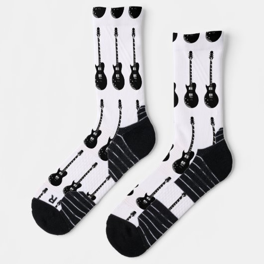 Zwart-wit Pop Art elektrische gitaar Sokken (Links)